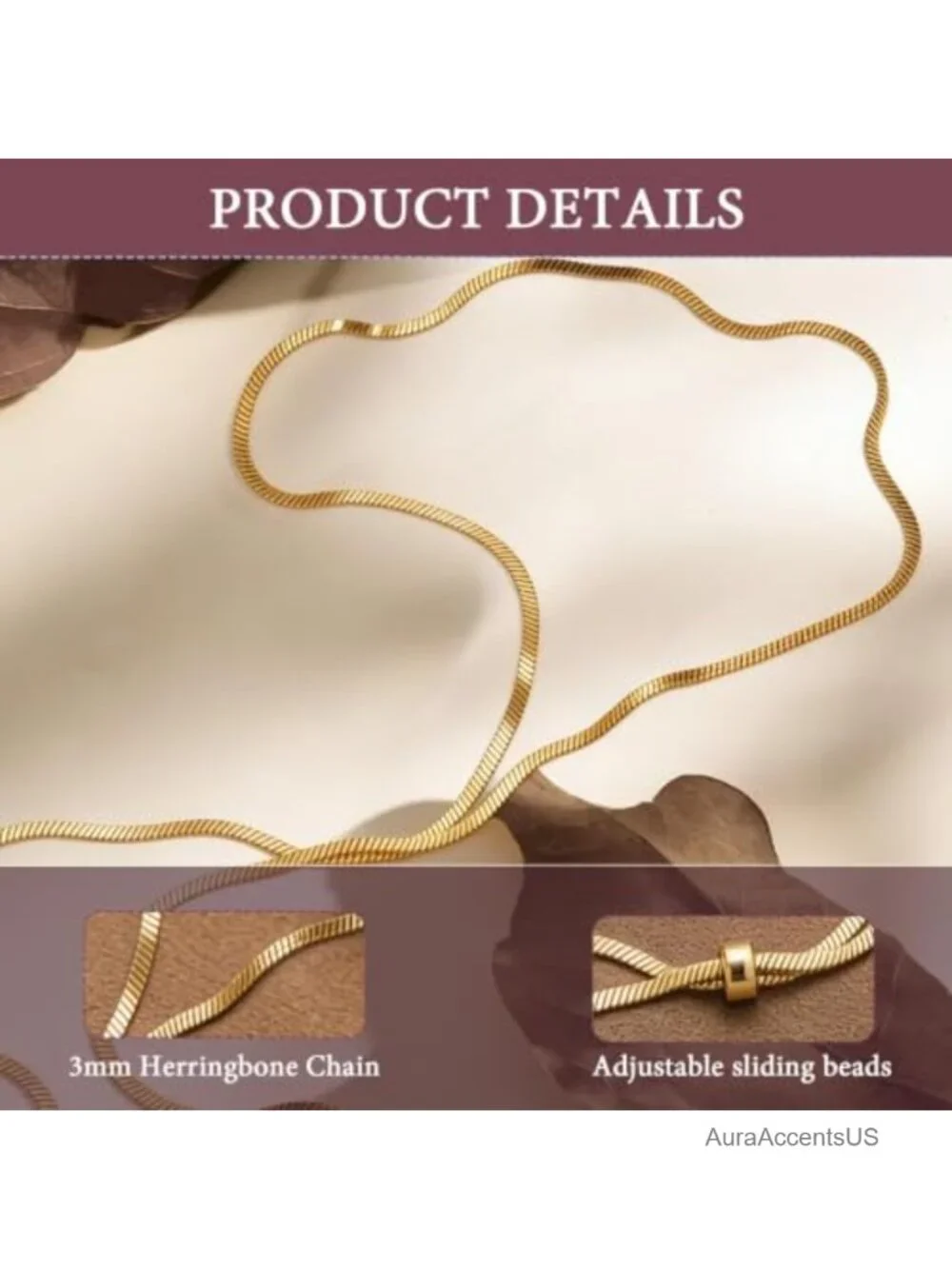 Chunky Long Y Necklace Women Herringbone Drop Dangle Gold-Tone Jewelry